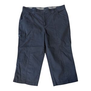 Gloria Vanderbilt Navy Jill Mid-Rise Adjust. Length Stretch Cargo Cropped Pants